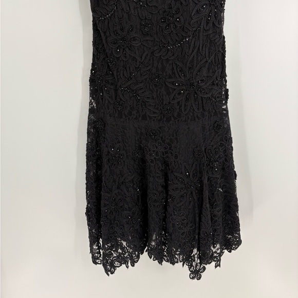 Cache Vintage Y2K Black Beaded Goth Witchy Flapper Mesh Flared Dress Size 2 - Picture 9 of 16
